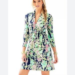 Lilly Pulitzer Floral Long Sleeve Dress - Navy and Green